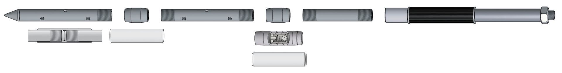 Rammverpresslanze mit seitlichen Austrittslöchern Rammverpresslanze mit seitlichen Austrittslöchern